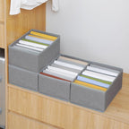 Qozary 4 Pack Drawer Organizers for Clothing, 8 Grids Foldable Closet Organizers and Storage Bins for Bedroom, Dresser Organi