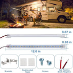 10 Pack DC12V LED Lights Strip Bar Interior Lighting for Enclosed Cargo Trailer, Car, RV, Truck, Camper, Van, Boat, Cabinet - Warm White