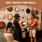 2-Pack Wall-Mounted Wooden Hat Rack| Non-Damage Brim Design Keeps Hat Shape | Wooden Holder with Satin Finish Hooks | Western