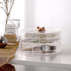HALAFE Jewelry Box, 3-Layer Acrylic Jewelry Organizer with Cat Shape Handle, Clear Jewelry Boxes for Women Girls, Make up Org
