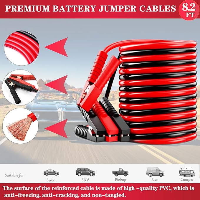 Car Emergency Roadside Tool Kit, Emergency Kits for Vehicles, Road Side Safety Assistance Kit ,With Jumper Cables for Car,Hea