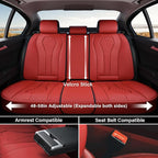 Coverado Car Seat Covers, Rear Car Seat Cover, 3-Pieces Leather Seat Cover, Red Car Seat Cushion, Luxury Seat Cover Seat Prot
