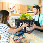 Reusable Grocery Bags Heavy Duty Shopping Bags Foldable Large Tote Bags with Long Handles & Hard Bottom