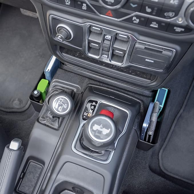 JKCOVER Center Console Gear Shift Organizer Tray Compatible with Jeep Wrangler JL/JLU 2018-2023 2024 2025 and Jeep Gladiator JT Truck 2020-2022 2023 2024 2025 Storage Box Accessories (Not for JK/JKU)