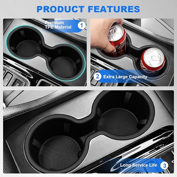 Cup Holder Insert Compatible with 2023-2025 Honda Pilot, 2024-2025 Ridgeline&Passport, Center Console Cup Holder Oversized Ar
