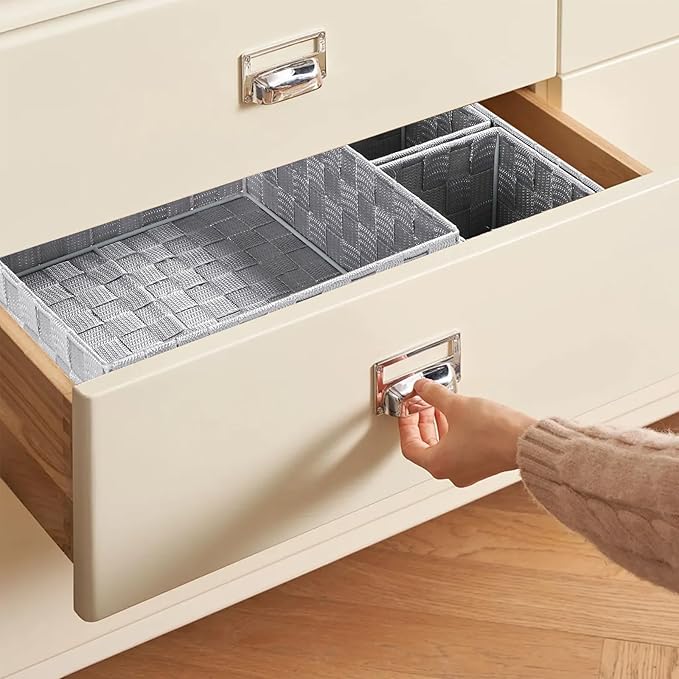 Posprica Small Baskets for Organizing(7 Set) Woven Storage for Shelves, Bathroom, Decorative Closet Organizer, Dresser Bins, 