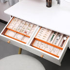 LANDICI Stackable Jewelry Organizer Trays 4 Set,PU Leather Jewelry Organizer Drawer,Jewelry Storage Display Tray for Earring 
