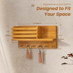 Rebee Vision Farmhouse Pine Wood Key Holder Wall Mount - Rustic Key Holder for Wall with Storage Shelf & 6 Hooks - Mail Holde