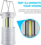 Lichamp LED Camping Lantern, 4 Pack Battery Powered Flashlight for Power Outages, Portable Collapsible Hanging Light Essentia