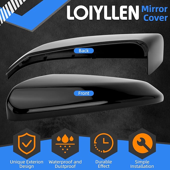Driver Side Mirror Cover Replacement for Honda Civic 2016-2021, Insight 2019-2021 - Left Side Mirror Covers, Rear View Mirror Cap Black