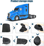 Side Window Sun Shade for Kenworth T680 T880 W990 T680E 2011-2026,Custom Fit 210T Reflective Sunshade for Semi Truck, 6-Layer Heat Insulation Privacy Protector, Block 99% UV Rays, 2PCS