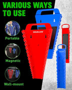 SWANLAKE 4-Pack Magnetic Wrench Organizer Toolbox Holder, 2PCS 15-Slot and 2PCS 12-Slot Wrench Organizers, SAE & Metric Ratch