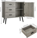 Iwell Storage Cabinet with 3 Drawers & Adjustable Shelf, Sideboard Buffet Cabinet, Small Freestanding Floor Storage Unit, for