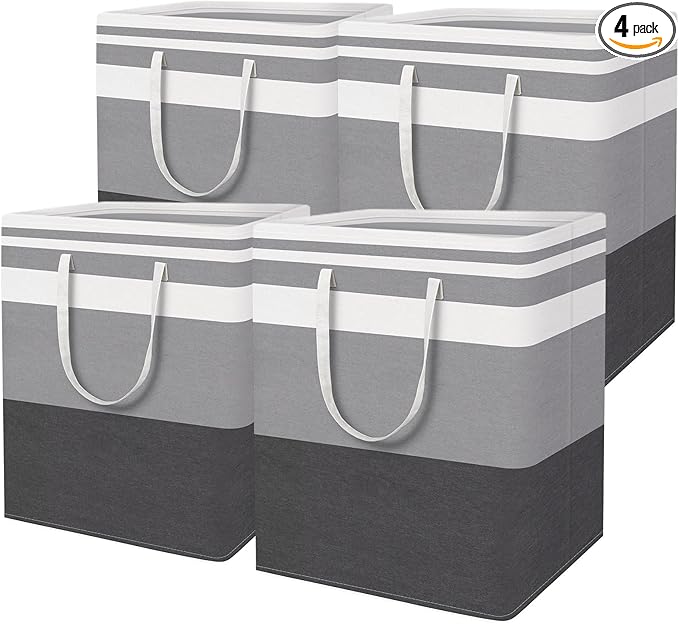 HomeHacks 4-Pack Large Laundry Basket, Waterproof, Freestanding Laundry Hamper, Collapsible Tall Clothes Hamper with Extended