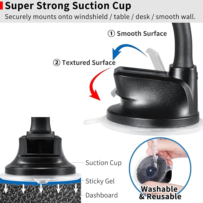 APPS2Car Upgraded Tablet Car Mount for iPad Truck Holder Long Arm Extension Strong Suction Cup Windshield Mount for 7-13 Inch Tablet iPad Pro Air Mini
