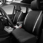 CAR PASS Leather Bling Diamond Car Seat Cover 2 Front Interior Sets, Waterproof Universal Shining Glitter Crystal Sparkle Fit for 95% Automotive Truck SUV Cute Women Girl, Black Silver Rhinestone