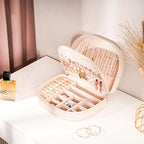 ProCase Travel Size Jewelry Box, Large Portable Seashell-Shaped Jewelry Case, 2 Layer Jewelry Organizer in PU Leather for Wom