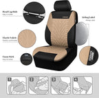 CAR PASS Car Seat Covers Two Front Only for Car, 3D Tyre Print Automotive Interior Covers, Airbag Compatible, Quick Setup Uni