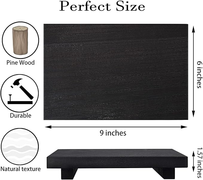 zoocatia Small Wood Tray Pedestal Stand Farmhouse Bathroom Decor Decorative Wooden Riser Kitchen Soap Dish Holder for Vanity,