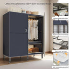 Foldable Portable Wardrobe On Wheels, Freestanding Garment Rack, with Magnetic Door 2000lbs, Heavy Duty Clothes Rack, for Bed