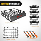 Nilight 43" x 39" x 6" Universal Roof Rack Cargo Basket Heavy-Duty 250LBS Capacity Rooftop Cargo Carrier with Cargo Net Ratchet Straps Luggage Holder for SUV Truck Vehicle