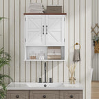 Bathroom Wall Cabinet with Barn Doors, Wall Mounted Bathroom Cabinet, Farmhouse Style, Adjustable Shelf, Wall Mounted Medicin