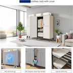 Foldable Portable Wardrobe On Wheels, Freestanding Garment Rack, with Magnetic Door 2000lbs, Heavy Duty Clothes Rack, for Bed