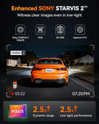 WOLFBOX X3 2.5K 1440P 60FPS Dash Camera, STARVIS 2 IMX675 with ADAS, 1440P+1080P Dual Dashcam Front and Rear Camera 5MP with 