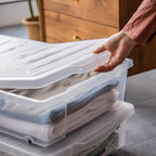 Citylife 2-Pack 57 QT Under Bed Storage Containers with Wheels, Clear Plastic Organizer Bins with Double-Opening Lids, Large 
