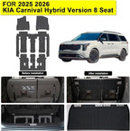 Floor Liners & Backrest Mat for 2025 2026 KIA Carnival Hybrid Version 8 Seat (Not Fit Pure Fuel),TPE All Weather Protection Car Floor Mats with Trunk Mat Covering The Backrest