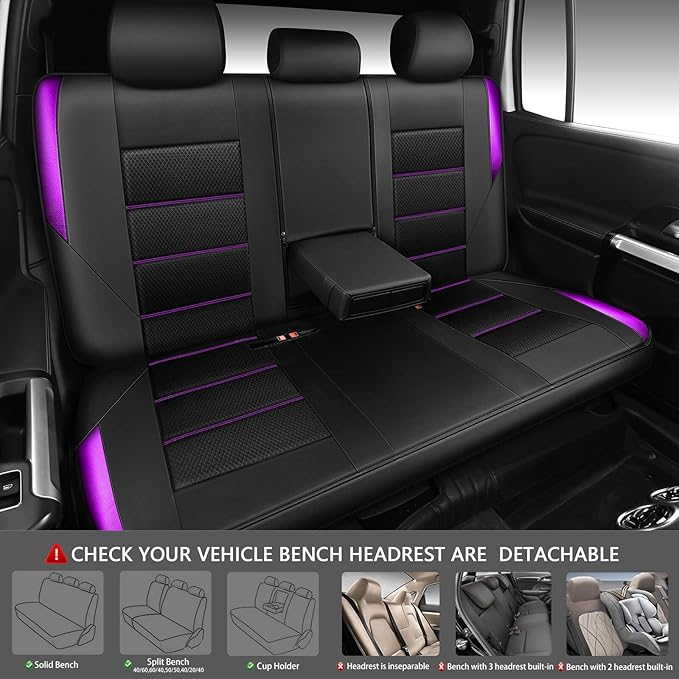 CAR PASS Memory 3D Foam Car Seat Covers Full Set,Breathable Mesh Thick Seat Covers for Car,Purple Metal Film Leather Seat Cov