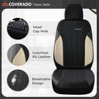 Coverado Automotive Seat Covers Front Seats, Luxury Car Seat Covers, Auto Seat Covers 2-Pack, Beige Driver Seat Protectors, U