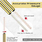 Tallew 10 Pack Tire Pressure Gauge Heavy Duty Air Pressure Tire Gauge Dual Head Semi Truck Tire Pressure Gauge Range 10-150 PSI, Extended Tube Tire Gauge Suitable for Semi Truck, and Bus (Gold)