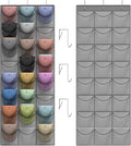 Grey Hat Organizer Racks for Baseball Caps, 24 Deeper Pockets Baseball Hat Rack, Cap Rack, Hat Rack for Door with 3 Hooks
