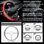 ChuLian New Diamond Leather Steering Wheel Cover with Bling Bling Crystal Rhinestones, Universal Fit 15 Inch Car Wheel Protec