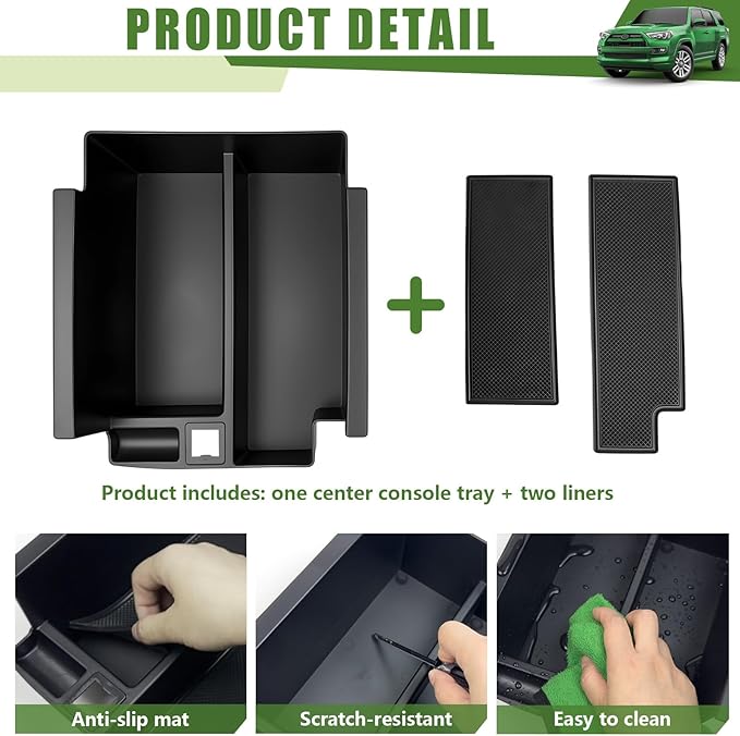 Center Console Organizer for 2010-2024 Toyota 4Runner Insert Armrest Box Storage Tray for 4 Runner Interior Accessories(Center Console Armrest Box/Fit 10-24)