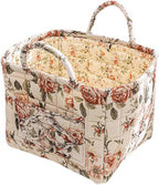 Boho Fabric Storage Basket, Large Capacity Laundry Basket, 12.2'' x 10.23'' x 10.23'' Collapsible Laundry Hamper with Easy Ca