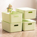 4 pack large plastic White storage bins Baskets, Toy Box Chest with Lids and Handle，Organizer Containers for Baby，Kids,snacks