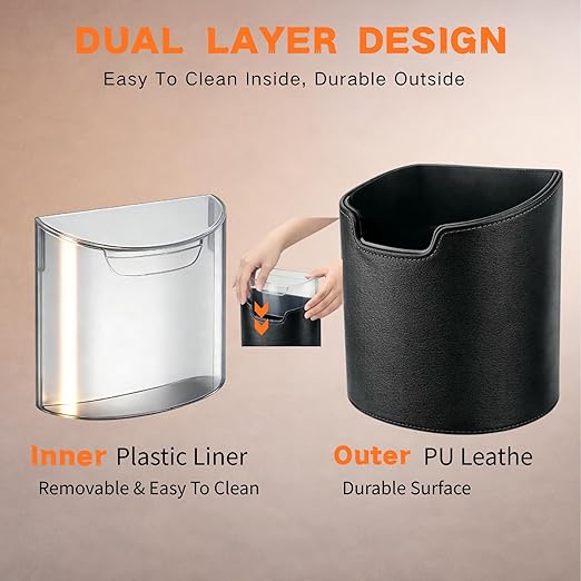 2PC Car Trash Can Leakproof Garbage Can for Car Hanging Back Seat PU Leather Vehicle Trash Bin Removable Liner for Travel Road Trip