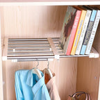 Hershii Closet Tension Shelf Expandable Telescopic Rod Heavy Duty Clothes Hanging Rail Adjustable DIY Storage Organizer Shoe 