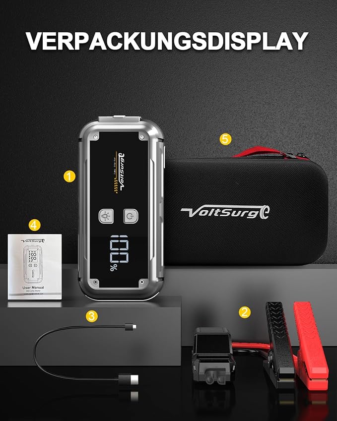 5000A Portable Jump Starter for Car, 12V Jump Box for Engine Max 7.0L Gas/5.5L Diese, Jumper Starter Battery Charger Pack