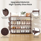 VILICK Shoe Rack for Closet Shoe Organizer Space Saver Storage for 20-25 Pair Shoe Shelf with Hook and Side Pocket Free Stand