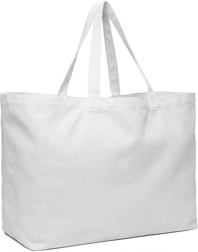 Extra Large Canvas Tote Bag - Big Reusable Grocery Shopping Heavy Duty Foldable
