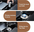 Car Tray Table & Car Desk for Laptop with 2 Risers and Anti-Slip Pad, 360° Rotating Cup Holder for Working and Eating Compatible with Tesla Model 3/Y/S, Ford F150/Explorer/Maverick & Most Vehicles/EV