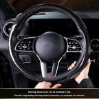 Aimato Car Steering Wheel Cover Carbon Fiber, Ultra-Thin Car Steering Wheel Cover,Comfortable & Breathable Microfiber,Universal Fit for Most Cars, Bright Black