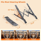 Foldable Car Laptop Holder, Adjustable Car Laptop Mount for Steering Wheel Tray Holder, Metal Notebook stand| Car Reading Stand | Car Tablet Holder, Multipurpose Travel Car Accessories-Gray