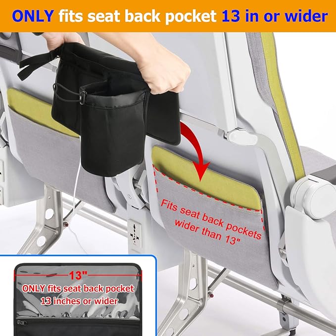 Cosmos Airplane Seatback Organizer Flight Travel Essentials Seat Back Storage Bag Airline Seat Hanging Pockets for Tablet, Magazines, Phone and Water Bottle | Keep Personal Items Clean & Organized
