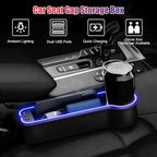 2PCS LED Car Seat Gaps Filler Organizer,Front Seat Gaps Filler, Car Seat Organizer with Ambient Light, USB Charger for Multifunction Storage Box for Holding Phone, Sunglasses