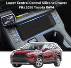 Silicone Drawer Style Central Console Storage Box for Toyota RAV4 2026 XSE SE Limited, Center Console Organizer Tray for RAV4