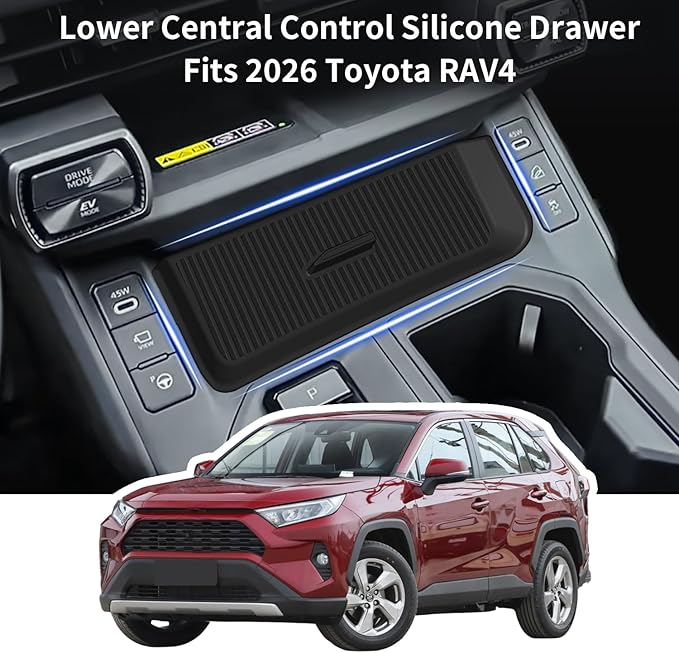 Silicone Drawer Style Central Console Storage Box for Toyota RAV4 2026 XSE SE Limited, Center Console Organizer Tray for RAV4
